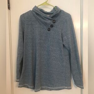 SOFT SURROUNDINGS SWEATER blue with button collar